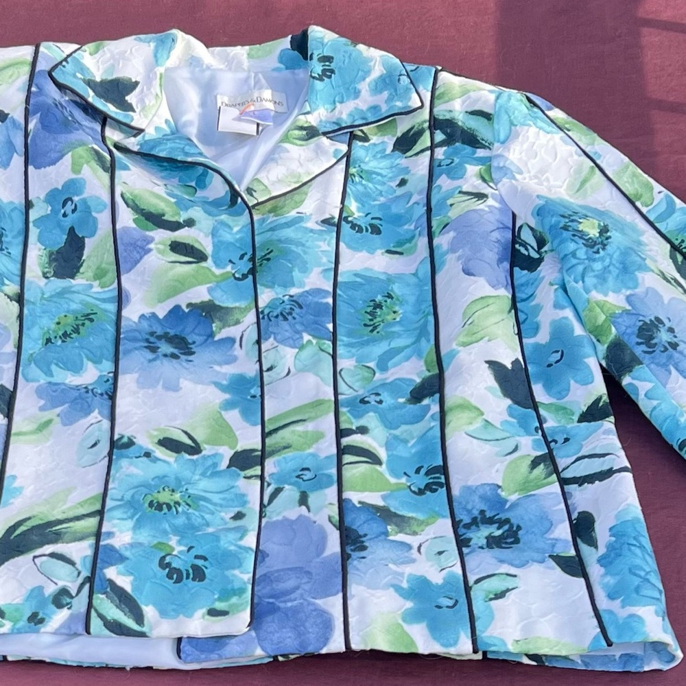 Drapers & Damons Blue and Green Women's Blazer. Size L. 20” PtP. 24” length. - Picture 6 of 7